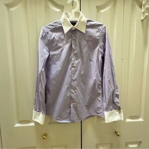 Mexx Lavender Striped Dress Shirt with White Accents XS